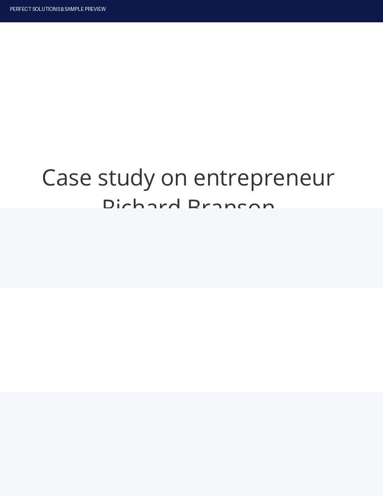 Entrepreneurship case study sample preview