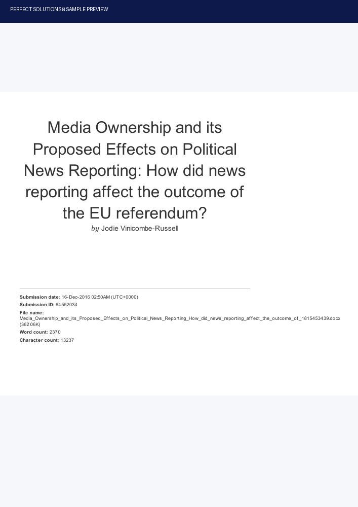 Media ownership essay sample preview
